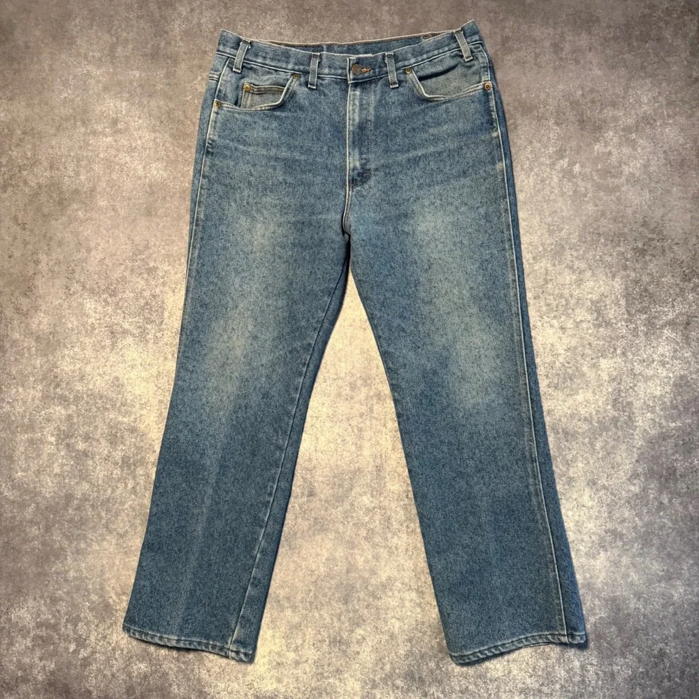 Vintage 70s Manhattan Jeans Mens Straight Leg Talon 42 Zip Crease USA Made 34x28